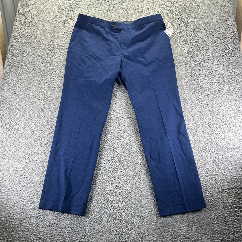 Tommy Hilfiger Pant Mens 38X30 Blue Wool Dress Straight Stretch Preppy Formal